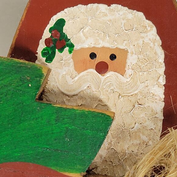 Vintage Wood Santa Claus 6" Red Green Handmade Hand Painted 3-D Christmas Tree - Picture 14 of 15